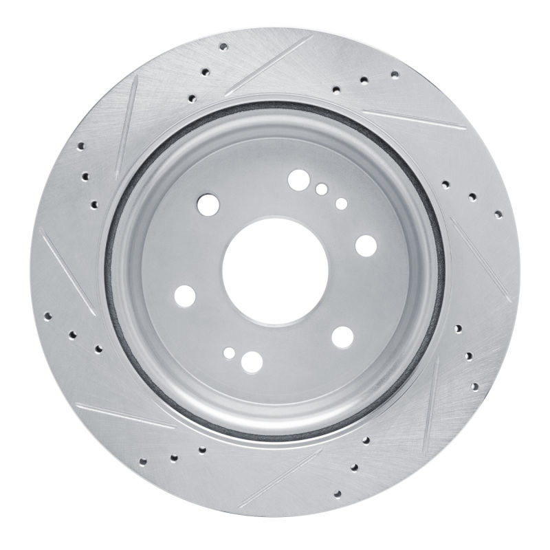Cadillac Escalade ESV Brake Rotor (1) - Rear Right - R1 Concepts - Drilled & Slotted - Silver - `19-`25